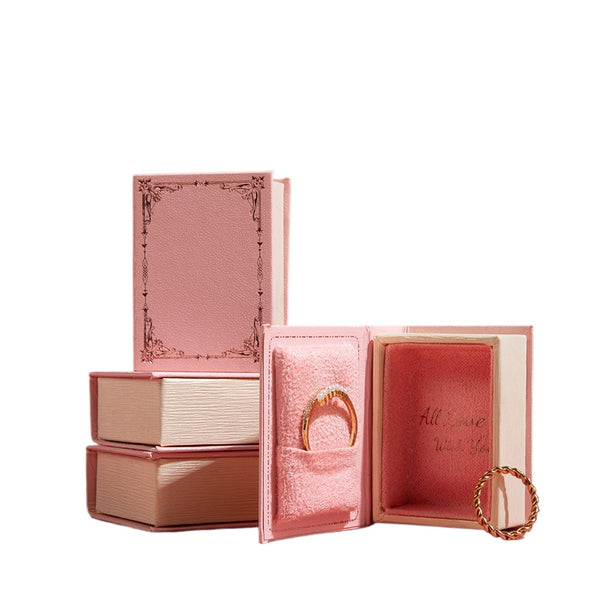 Retro Jewelry Book Box Ring Pendant Earrings Box Small Ring Box European Portable Jewelry Box Spot Wholesale
