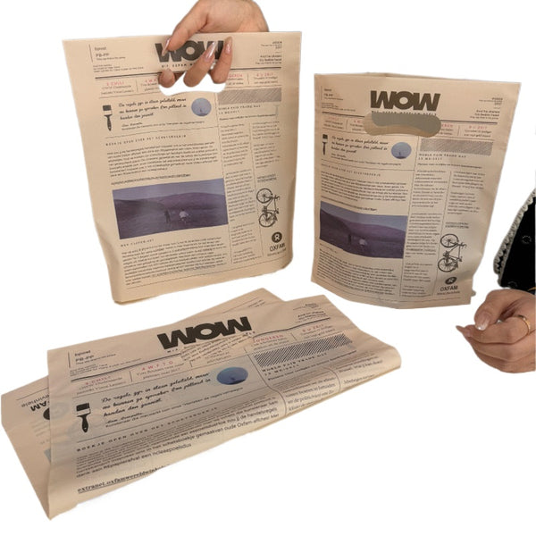 English Newspaper Frosted Plastic Bag Ins Wind Underwear Bag Retro Daily Necessities Jewelry Packaging Bag Wholesale