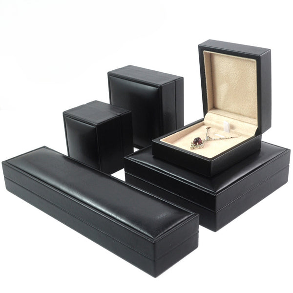 New PU Imitation Leather Microfiber Jewelry Marriage Proposal Large Necklace Set Box Bracelet Box Pendant Box Ring Box Black