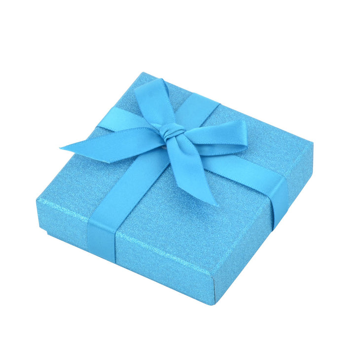 Elegant Light Blue Color Jewelry Package Cardboard Box With Pouch And Paper Bag