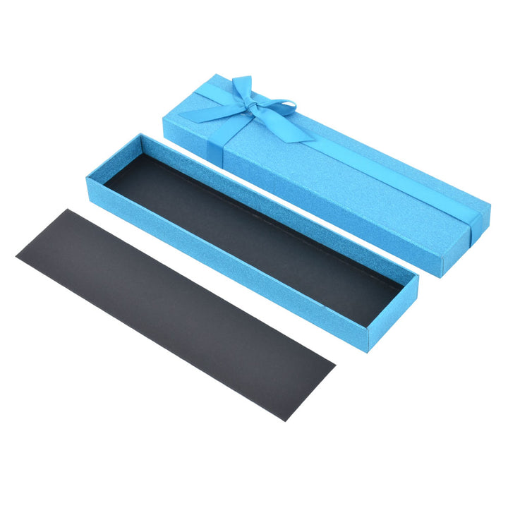 Elegant Light Blue Color Jewelry Package Cardboard Box With Pouch And Paper Bag