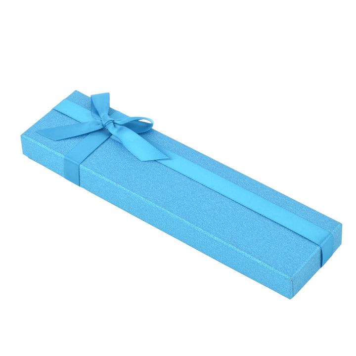 Elegant Light Blue Color Jewelry Package Cardboard Box With Pouch And Paper Bag