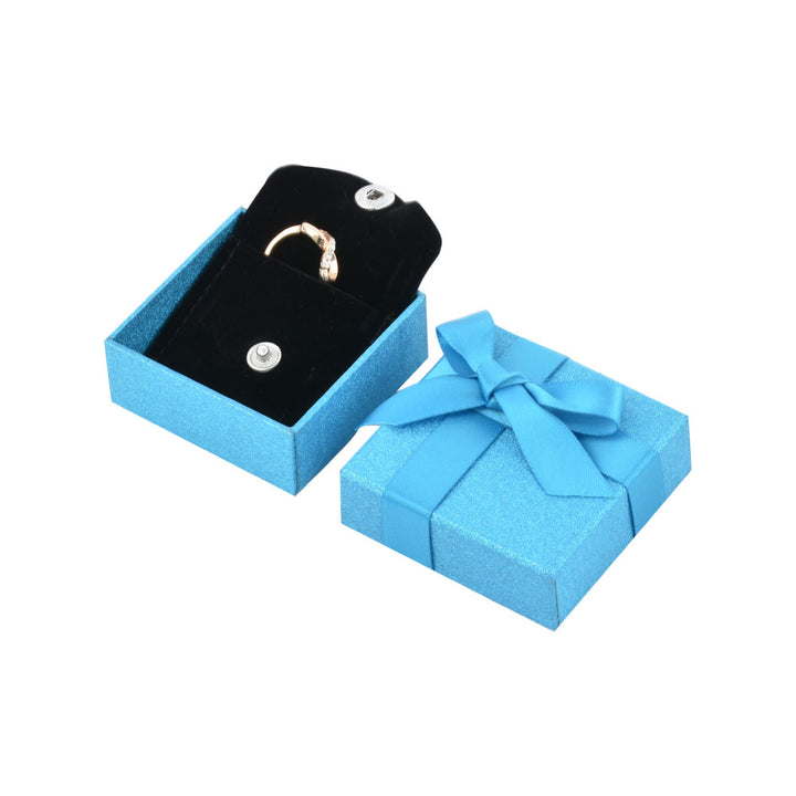Elegant Light Blue Color Jewelry Package Cardboard Box With Pouch And Paper Bag