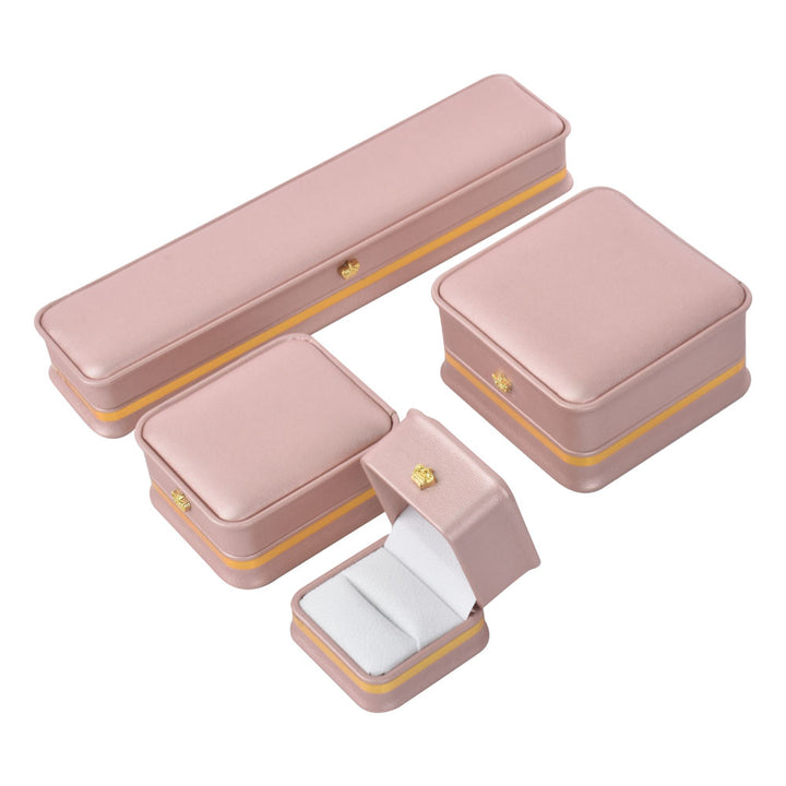 Fashion Design Elegant PU Waist Collection Jewelry Box With Gold Trim For Wedding