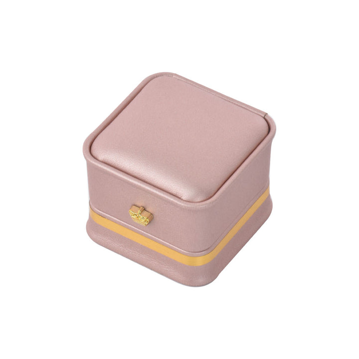 Fashion Design Elegant PU Waist Collection Jewelry Box With Gold Trim For Wedding