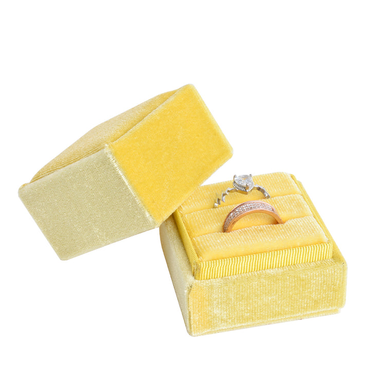 Yellow jewelry velvet box