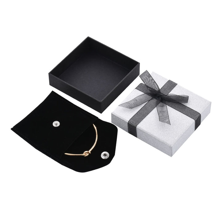 Luxury Sliver Color Jewelry Package Cardboard Box With Pouch And Paper Bag