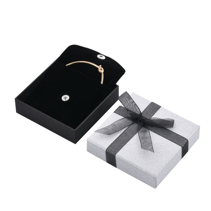 Luxury Sliver Color Jewelry Package Cardboard Box With Pouch And Paper Bag
