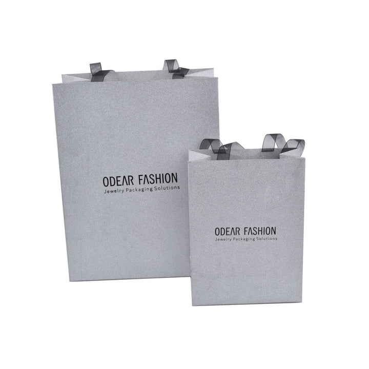 Luxury Sliver Color Jewelry Package Cardboard Box With Pouch And Paper Bag