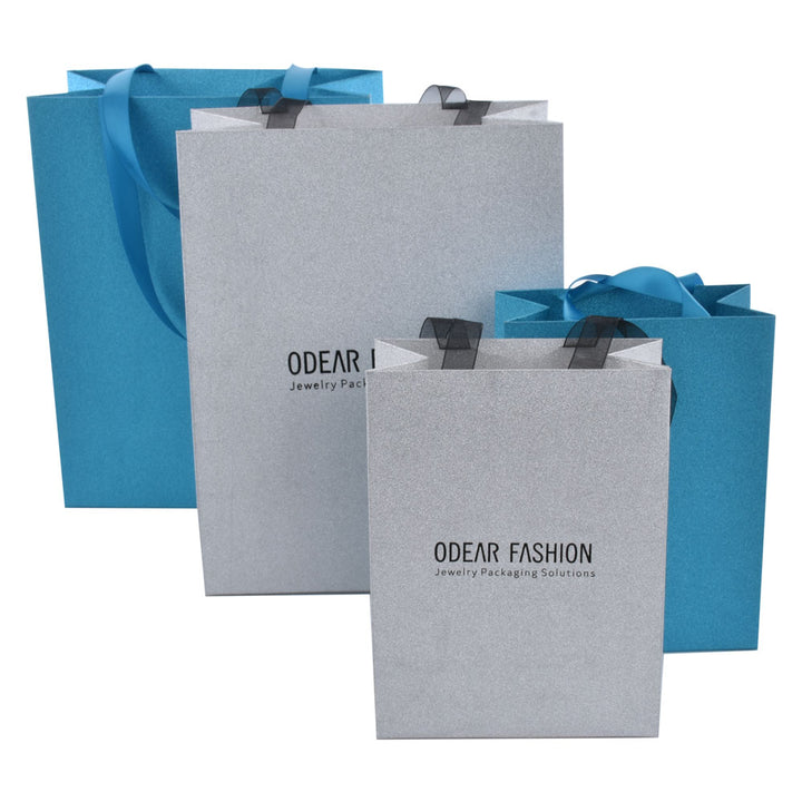 Luxury Sliver Color Jewelry Package Cardboard Box With Pouch And Paper Bag