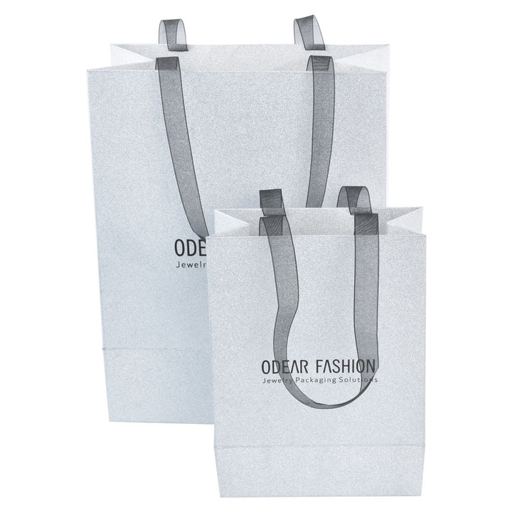 Luxury Sliver Color Jewelry Package Cardboard Box With Pouch And Paper Bag