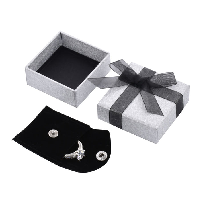 Luxury Sliver Color Jewelry Package Cardboard Box With Pouch And Paper Bag