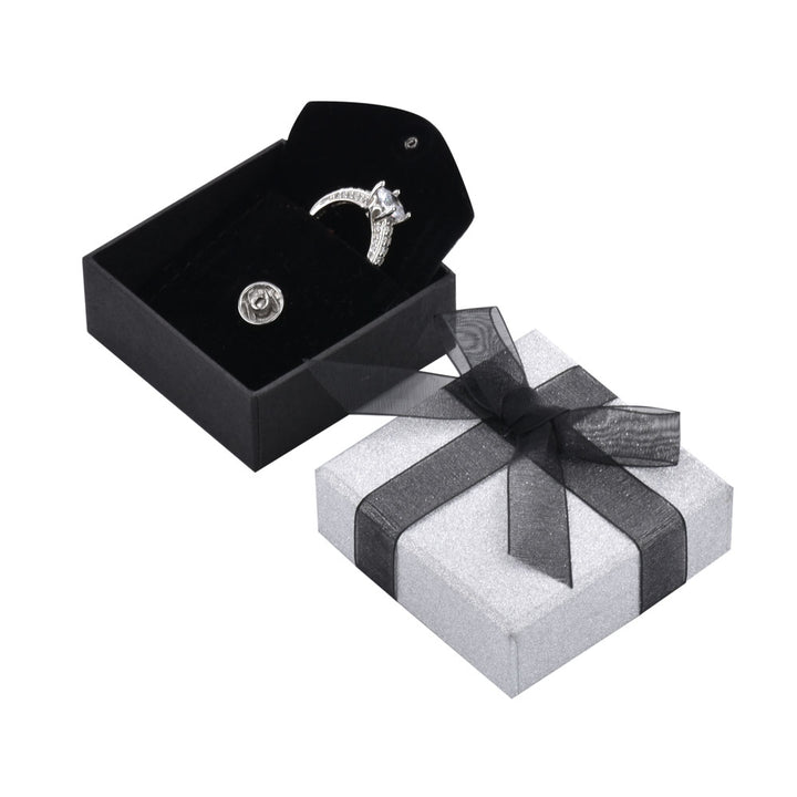 Luxury Sliver Color Jewelry Package Cardboard Box With Pouch And Paper Bag