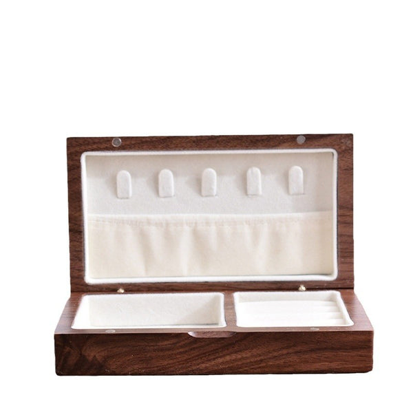 Black Walnut Jewelry Box Three Gold with Lock Solid Wood Packaging Gift Box Oval Ring Necklace Walnut Storage Box