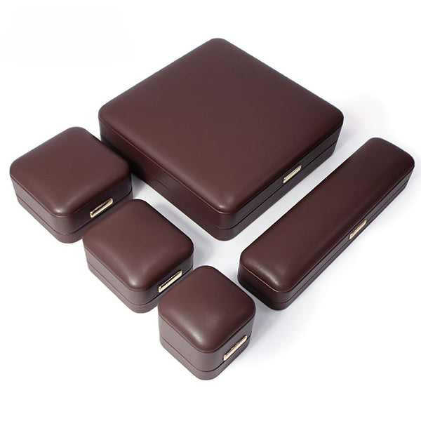 Brown High Quality PU Leather High-end Jewelry Jewelry Box Storage Box Bracelet Necklace Pendant Ring Set Gift Box