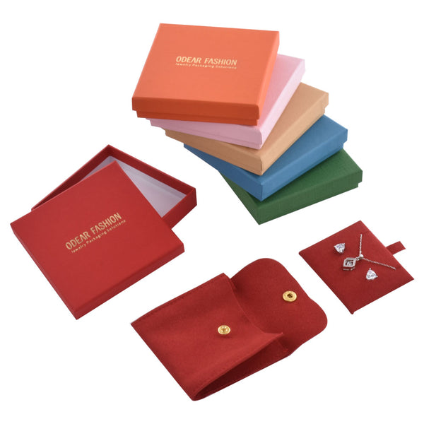 Multi Color Elegant Jewelry Package Cardboard Box With Pouch