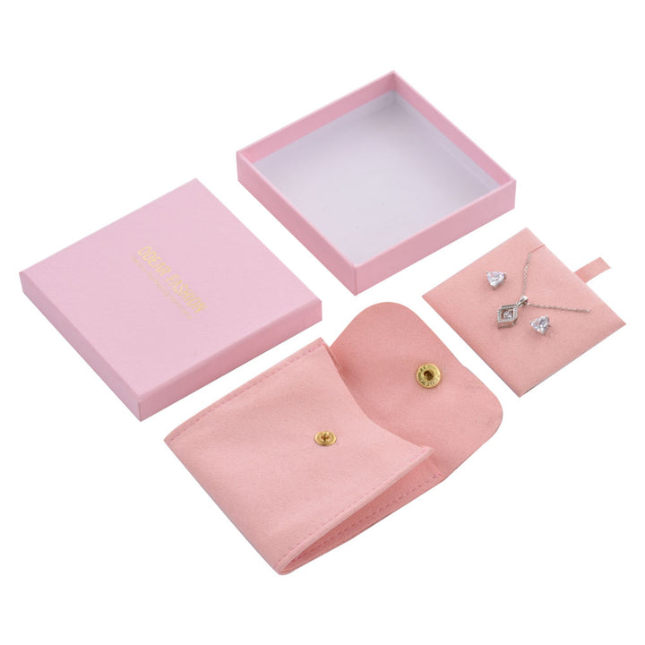Multi Color Elegant Jewelry Package Cardboard Box With Pouch