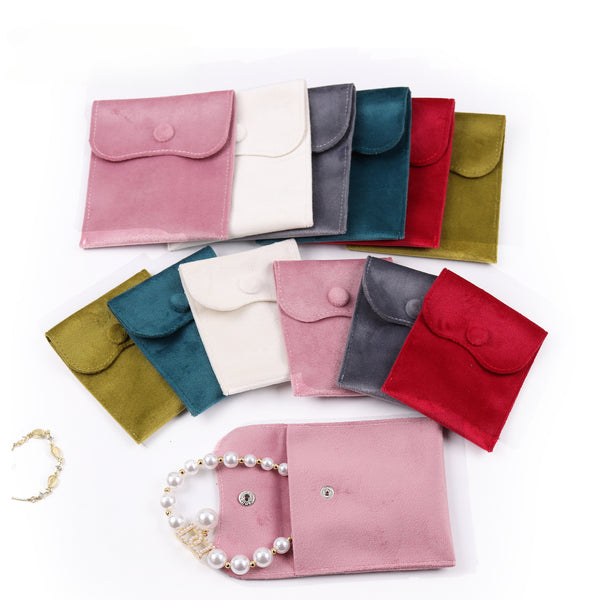 Velvet Snap Jewelry Bag Button Bag Jewelry Jade Jewelry Packaging Bag Ring Pendant Small Cloth Bag Factory Straight Hair