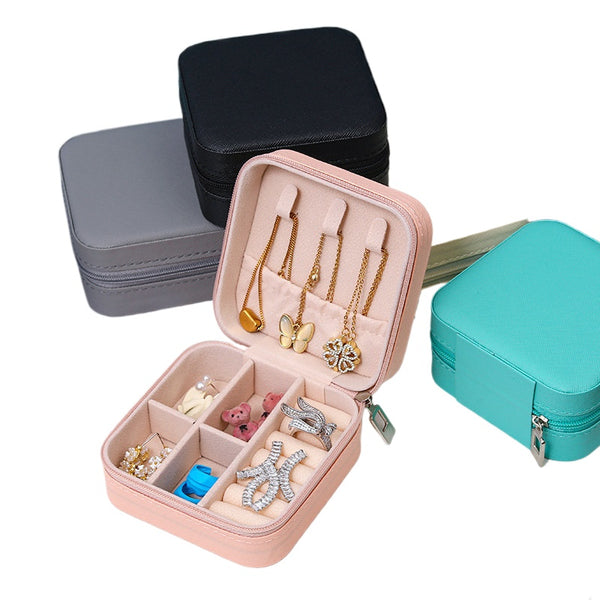 Korean Version Jewelry Box Portable Travel Bag Ring Earrings Necklace Storage Finishing Box High Value Hand Jewelry Box Wholesale