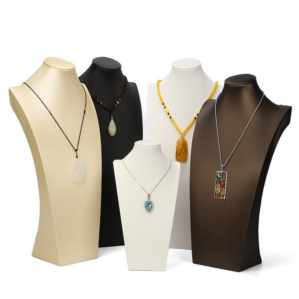 Steel Color Faux Leather Necklace Display