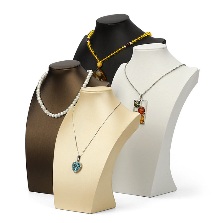 Steel Color Faux Leather Necklace Display