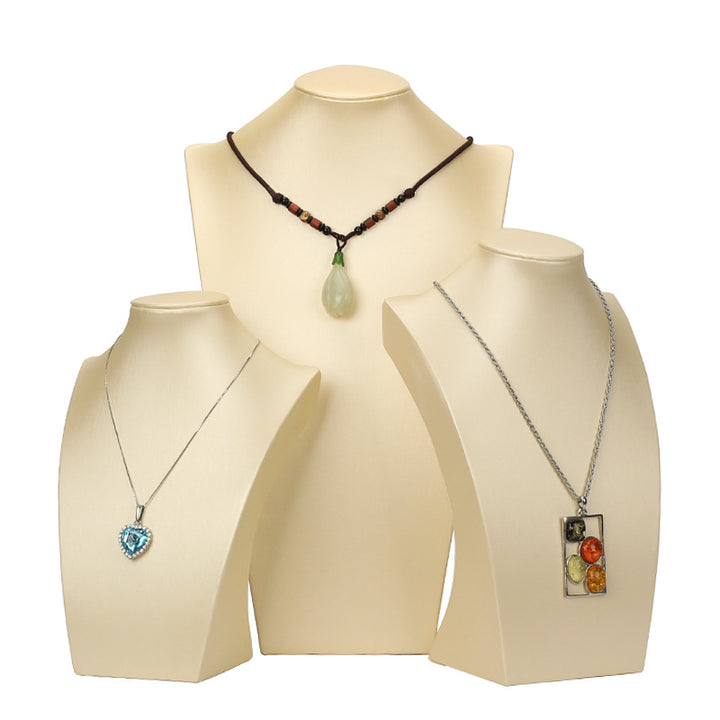 Steel Color Faux Leather Necklace Display