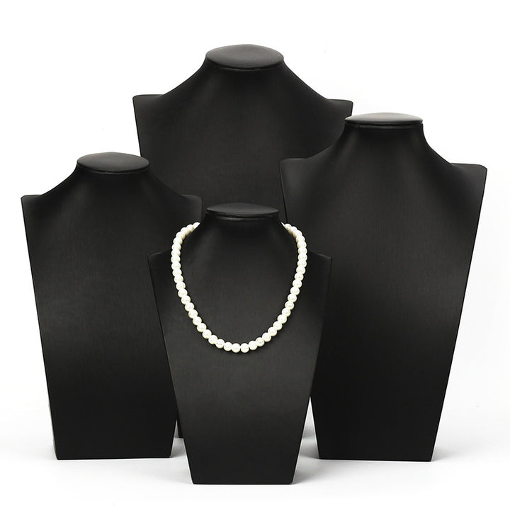 Steel Color Faux Leather Necklace Display
