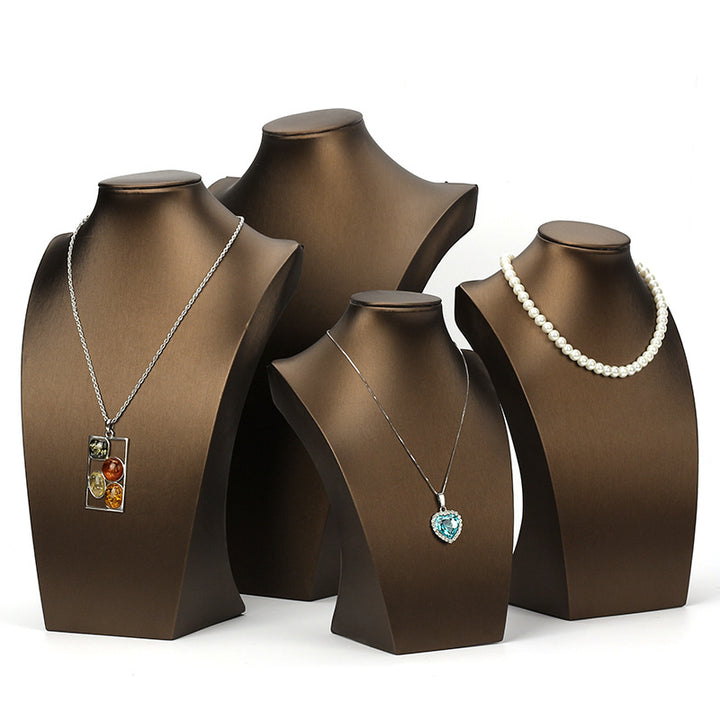 Steel Color Faux Leather Necklace Display