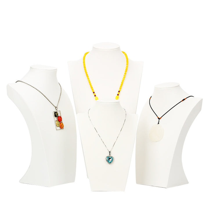 Steel Color Faux Leather Necklace Display