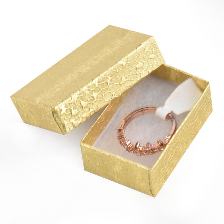 Gold Foil Cotton Filled Cardboard Paper Jewelry Box Gift Case