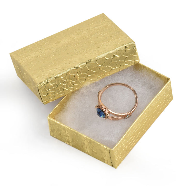 Gold Foil Cotton Filled Cardboard Paper Jewelry Box Gift Case
