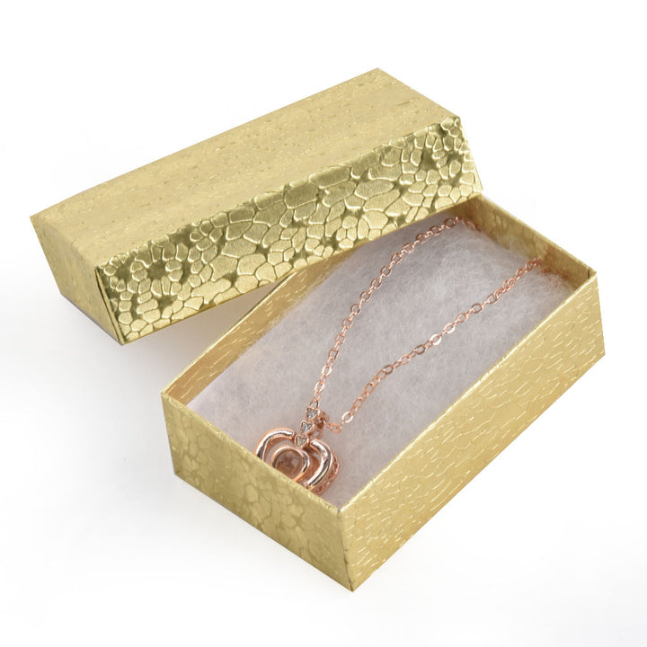 Gold Foil Cotton Filled Cardboard Paper Jewelry Box Gift Case