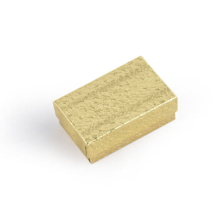 Gold Foil Cotton Filled Cardboard Paper Jewelry Box Gift Case