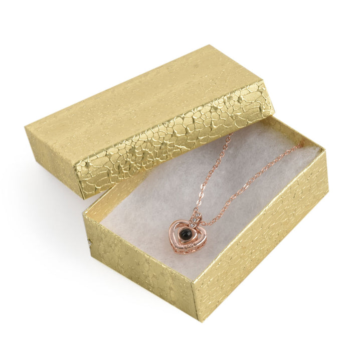 Gold Foil Cotton Filled Cardboard Paper Jewelry Box Gift Case