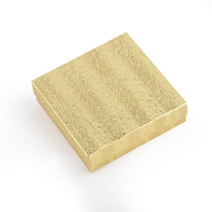 Gold Foil Cotton Filled Cardboard Paper Jewelry Box Gift Case