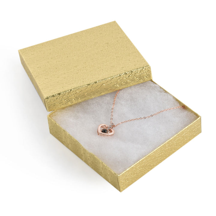 Gold Foil Cotton Filled Cardboard Paper Jewelry Box Gift Case