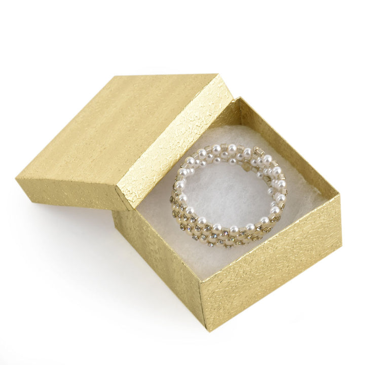 Gold Foil Cotton Filled Cardboard Paper Jewelry Box Gift Case