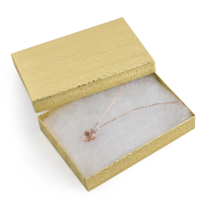 Gold Foil Cotton Filled Cardboard Paper Jewelry Box Gift Case