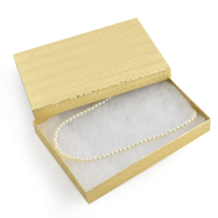 Gold Foil Cotton Filled Cardboard Paper Jewelry Box Gift Case