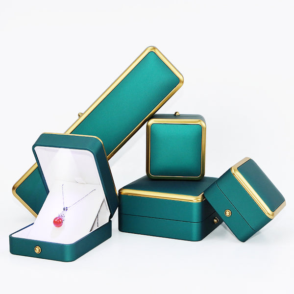 Green Soft Touch Paint Plastic Jewelry Light Boxes