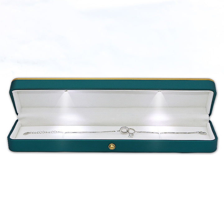Green Soft Touch Paint Plastic Jewelry Light Boxes
