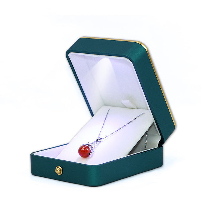 Green Soft Touch Paint Plastic Jewelry Light Boxes