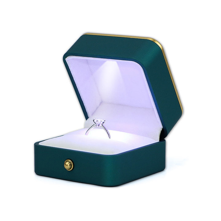 Green Soft Touch Paint Plastic Jewelry Light Boxes