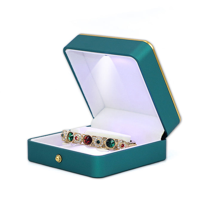 Green Soft Touch Paint Plastic Jewelry Light Boxes