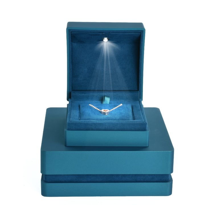 Blue square high-end jewelry box with light