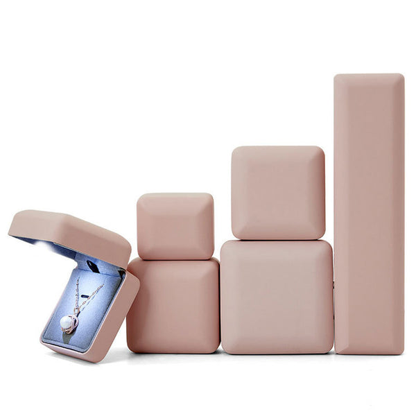High quality PU wrapped iron box jewelry box with light