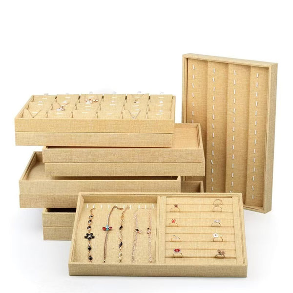 Linen Jewelry Tray Necklace Ring Pendant Tray Bracelet Stud Earrings Stall Jewelry Display Stand Jewelry Display Tray