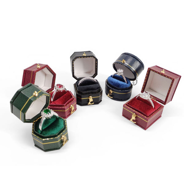 Octagonal Velvet Leather Ring Box Jewelry Ring Box PU Leather Jewelry Box Jewelry Ornament Props