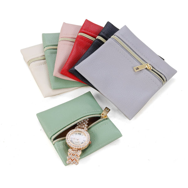 Manufacturer Wholesale PU Leather Zipper Jewelry Bag Earrings Necklace Bracelet Jewelry Storage Bag Mini Small Cosmetic Bag