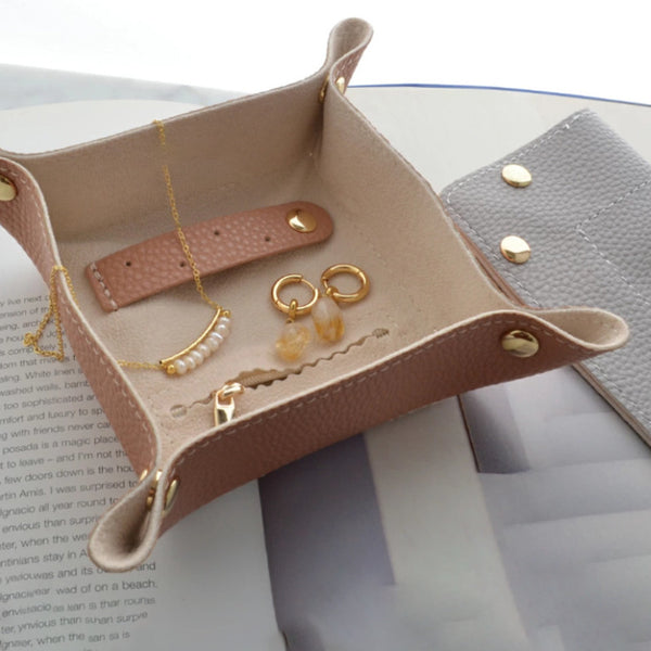 Cross-border PU Leather Simple Student Small Items Desktop Storage Box Desktop Jewelry Cosmetics Jewelry Tray Storage Box